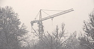 Yerevan, winter, trees, climbing crane