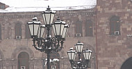 Yerevan, winter, street lamps
