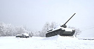 Yerevan, Victory park, Winter, Tank