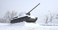 Yerevan, Victory park, Winter, Tank