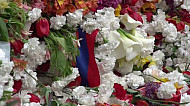 Flowers in memory of Genocide victims, April 24, Tsitsernakaberd 2012