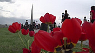 Tsitsernakaberd, Red tulips, April 24, Yerevan 2012