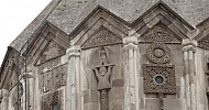 Church Dome, Cross,  Bass- Relief Church, Gandzasar, Artsakh, Armenia