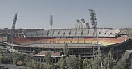 Hrazdan Stadium, empty  tribune, stadium lights,  Yerevan