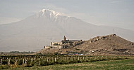 Khor Virap, Architectural monument, 17th century Monastery-castle, Mount Ararat, vineyards, Armenia