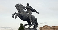 Sasuntsi Davit, statue, Yerevan railway station, Yerevan, Armenia