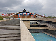 Karen Demirchyan Sports and Concert Complex Yerevan Armenia, stairs, flag