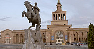 Sasuntsi Davit, statue, Square, Yerevan railway station, Yerevan, Armenia