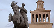 Sasuntsi Davit, statue, Yerevan railway station, Yerevan, Armenia